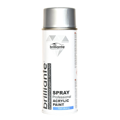 Professional Acrylic Paint Spray Brilliante, White Aluminum, 400ml
