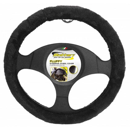 Bottari Fluffy Steering Wheel Cover, Black