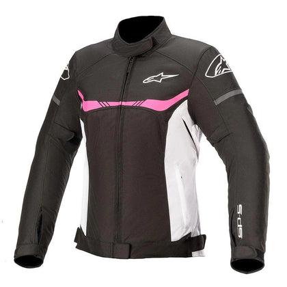Vedenpitävä naisten mototakki Alpinestars Stella T-SPS, musta/valkoinen/vaaleanpunainen