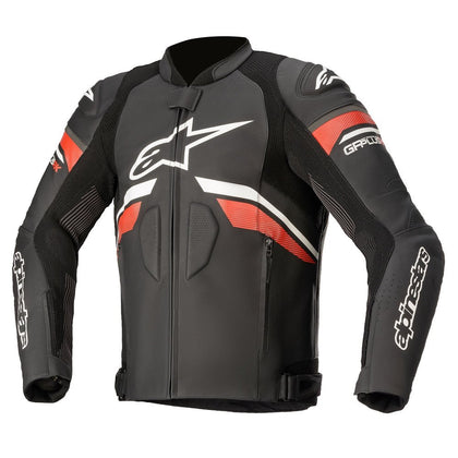 Jaqueta de couro para motocicleta Alpinestars GP Plus V3 Rideknit, preta/vermelha/branca