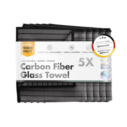 Pano de limpeza de microfibra para vidro ChemicalWorkz Toalha de fibra de carbono, 360 GSM, 40 x 40 cm, 5 peças