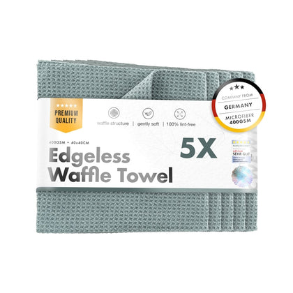 Toalha de microfibra de vidro ChemicalWorkz Edgeless Waffle, 400 GSM, 40 x 40 cm, 5 unidades