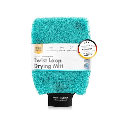 Manopla de lavado de microfibra ChemicalWorkz Twist Loop manopla de secado, 1600 GSM, turquesa