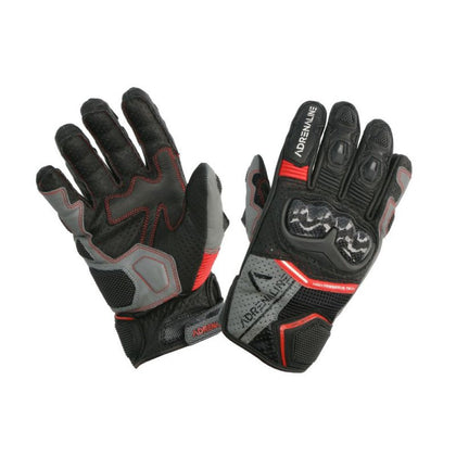 Luvas de motocicleta Adrenaline Hexagon PPE, preto/cinza/vermelho
