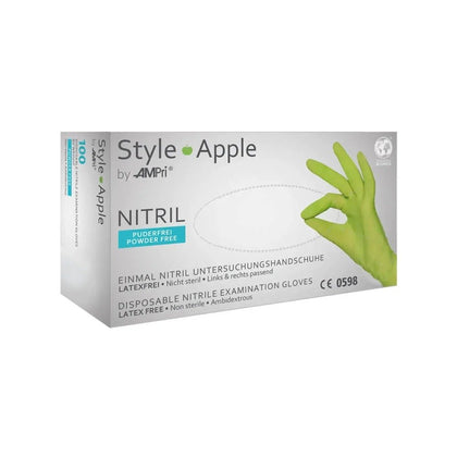 Nitrile Gloves Powder Free AMPri Style Apple, Green, 100 pcs