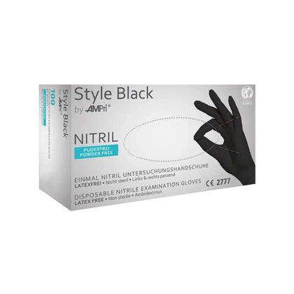 Nitrile Gloves without Powder AMPri Style Black, Black, 100 pcs