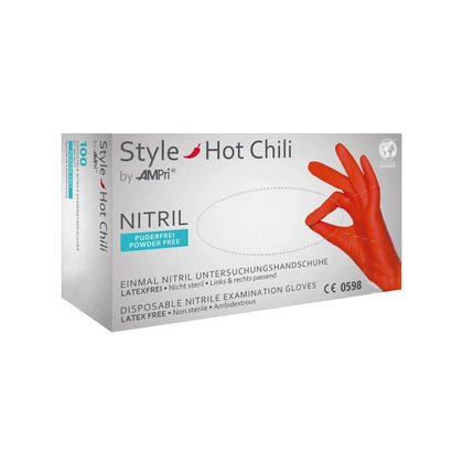 Nitrile Gloves without Powder AMPri Style Hot Chili, Red, 100 pcs