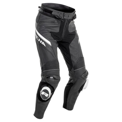 Ādas motociklu bikses Richa Viper 2 Street Trousers, melns/balts