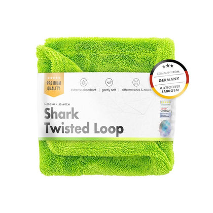 Kuivapyyhe ChemicalWorkz Shark Twisted Loop, 1400 GSM, 40 x 40cm, vihreä