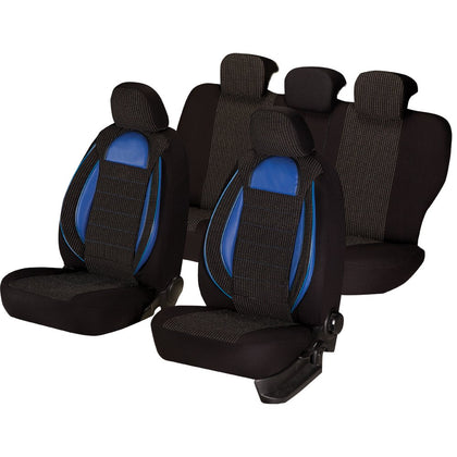 Car Seat Cover Set Umbrella Racing, Black - Blue