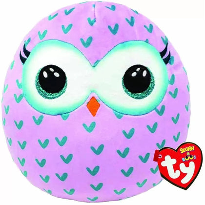 Plush Toy TY Squishy Beanies Winks Pink Owl, 22cm