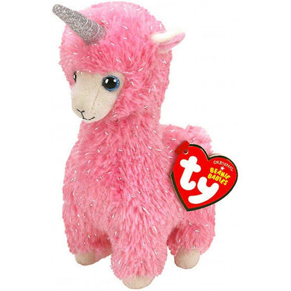 Plush Toy TY Beanie Babies Lana, Pink Llama with Horn, 15cm
