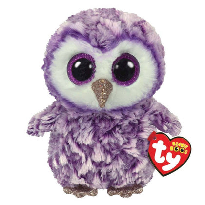Plush Toy TY Beanie Boos Moonlight, Purple Owl, 15cm