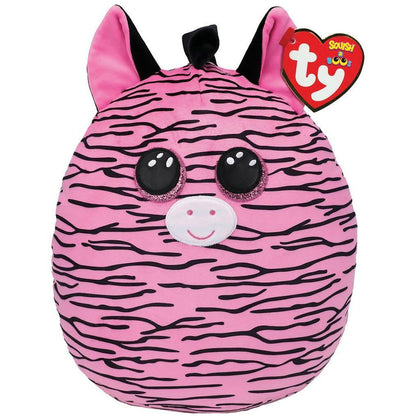 Plush Toy TY Squishy Beanies Zoey Pink and Black Striped Zebra, 30cm