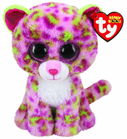Plush Toy TY Beanie Boos Lainey, Pink and Green Leopard, 15cm