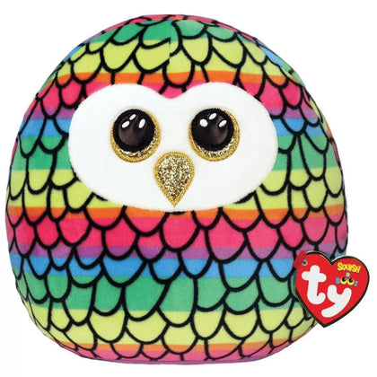 Plush Pillow TY Squishy Beanies Owen, Rainbow Owl, 22cm