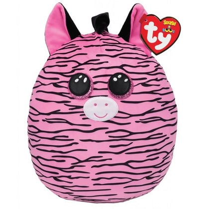 Plush Pillow TY Squishy Beanies Zoey, Pink and Black Striped Zebra, 22cm