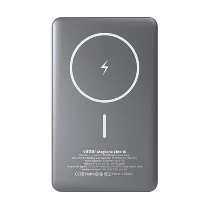 External Battery Vetter MagBank Elite 10, MagSafe Battery, Grey