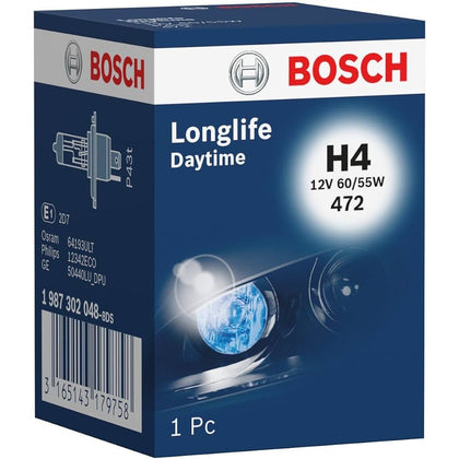 Bombilla Halógena H4 Bosch Larga Duración, 12V, 60/55W