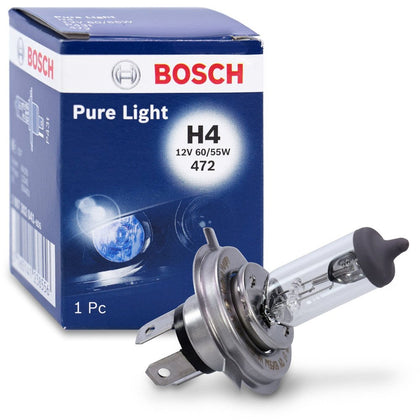Bombilla Halógena H4 Bosch Pure Light, 12V, 60/55W