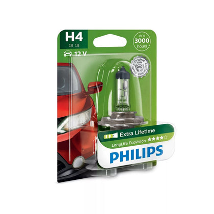 Lâmpada halógena H4 Philips LongLife EcoVision, 12V, 60/55W