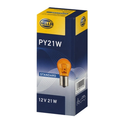 Bombillas de señalización PY21W Hella estándar, 12 V, 21 W, 10 unidades