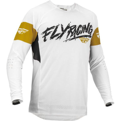 Off-Road tričko Fly Racing Evolution DST LE, biela/zlatá/čierna, malá