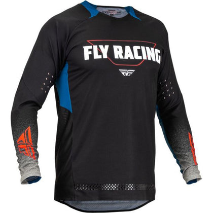 Camisa Off-Road Fly Racing Lite, Preta/Azul/Vermelho, Pequena