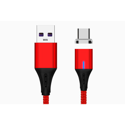 Cabo de carregamento USB magnético - USB C 3.0 Mega Drive, 5A, 1,5m, Vermelho