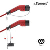 Câble de recharge pour voiture électrique Defa eConnect Mode 3, 20A, 13,8kW, rouge, 7,5m