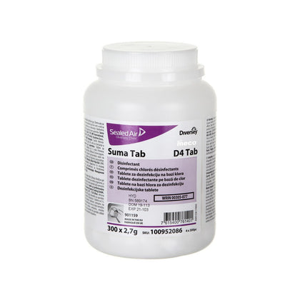 Chlorine-based Disinfectant Tablets Diversey Suma Tab D4, 300 pcs