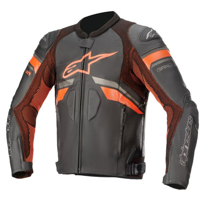 Moto Leather Jacket Alpinestars GP Plus V3 Rideknit, Black/Red