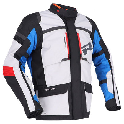 Motojas Richa Brutus Gore-Tex jas, grijs/zwart/blauw/rood