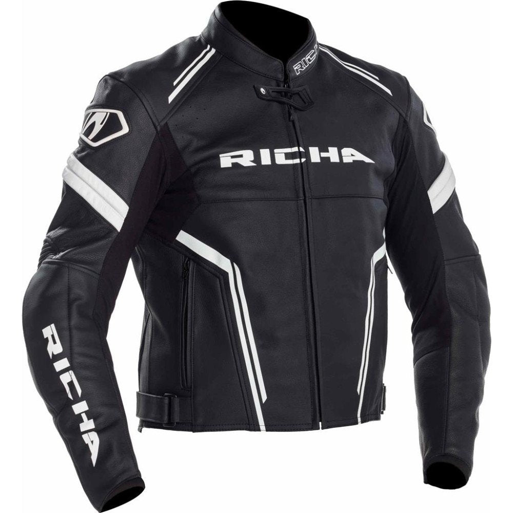 Moto Leather Jacket Richa Assen Jacket Long Black White 1ASL180046 Pro Detailing