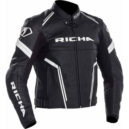 Moto kožená bunda Richa Assen Jacket, čierno/biela