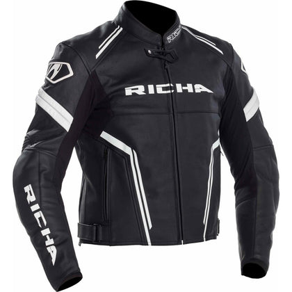 Moto leren jas Richa Assen jas, zwart/wit