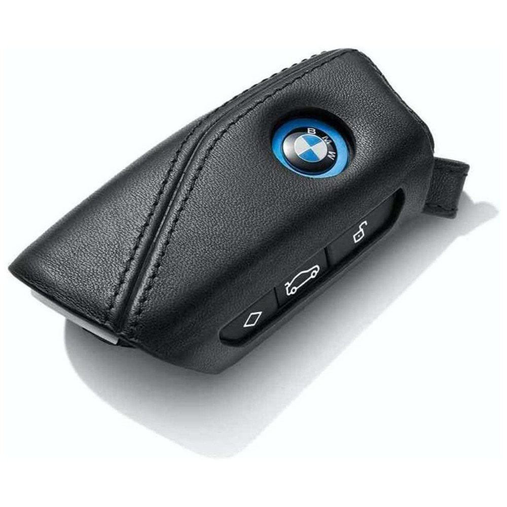 HIBEYO Étui Clé BMW En Cuir - Compatible Série 1,2,3,4,5,6,7,X1,X2,X3,X5,X6 - Noir