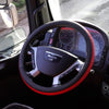 Truck Steering Wheel Cover Umbrella, Eco Leather, Black - Red, 44 - 48cm