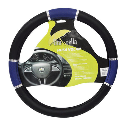 Steering Wheel Cover Umbrella Lux, Black - Blue, 37 - 39cm