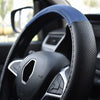 Steering Wheel Cover Umbrella Perforated Leather, Black - Blue, 37 - 39cm