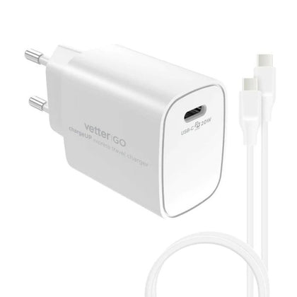 Oplader Vetter chargeUP USB C, Smart Travel, 20W, Wit