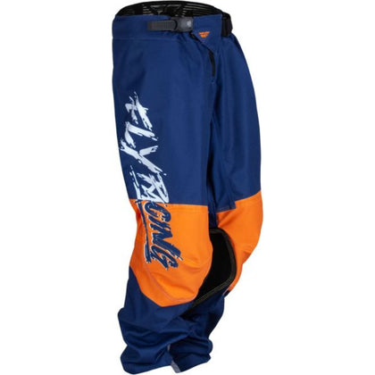 Pantaloni fuoristrada per bambini Fly Racing Youth Kinetic Khaos, Blu/Arancio/Bianco