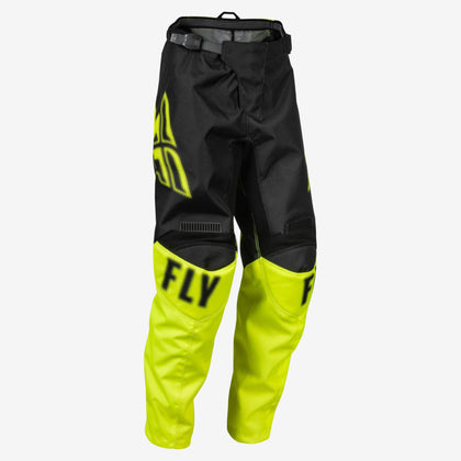 Off-Road dječje hlače Fly Racing Youth F-16, crne/fluorescentno žute, veličina 20