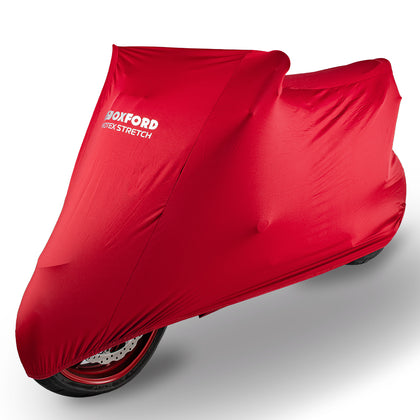 Funda interior premium para motocicleta Oxford Protex Stretch, color rojo