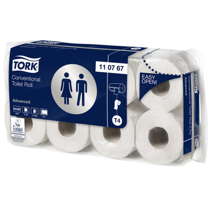 Rollo de papel higiénico convencional Tork Advanced, 2 capas, 30 m x 8 unidades
