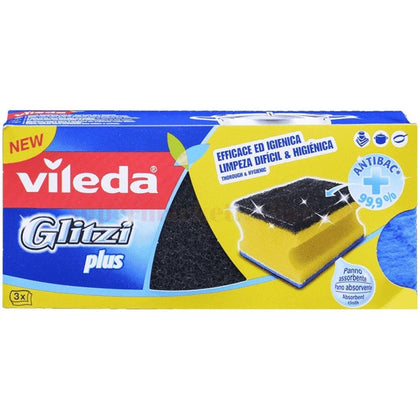 Juego de esponjas abrasivas fuertes antibacterianas Vileda Glitzi, 3 piezas