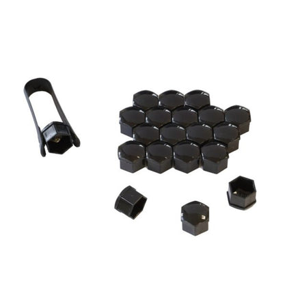 Wheel Nut Covers Set of Mega Drive Black, 21mm, 20 pieces