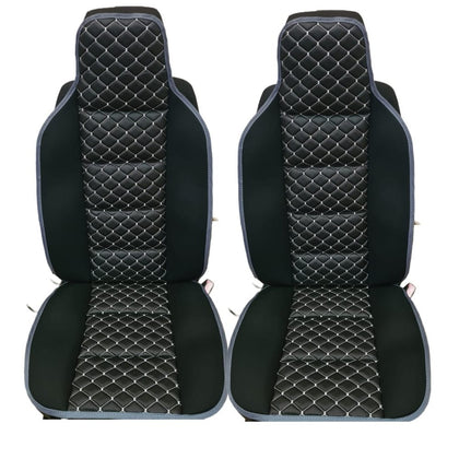 Conjunto de capas de assento em couro e tecido, preto/marrom, 2 peças