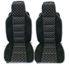 Sada kožených a textilných poťahov sedadiel, čierna / hnedá, 2 ks