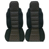 Ādas un tekstila sēdekļu pārvalku komplekts, melns/oranžs, 2 gab
